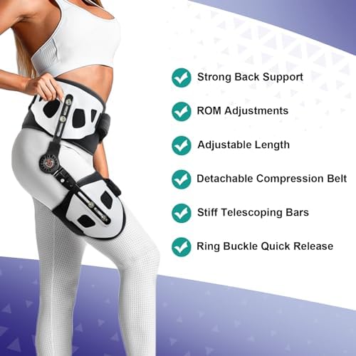 Hip Brace for Women and Men, Support Abduction ROM Post Op Adjustable Hip Brace for Sciatica Pain Relief Protector Stabilizer for Joint Pain