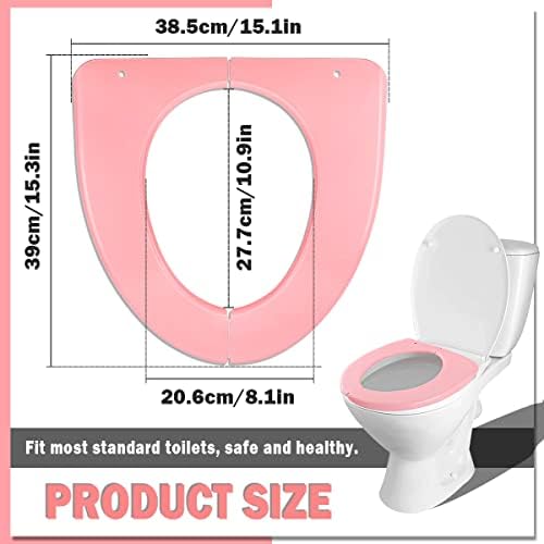 Adult Folding Toilet Seat Pad Plastic Washable Seat Cover with Foldable Design Portable Toilet Cushion for Home, Travel, and Office Use (Pink)