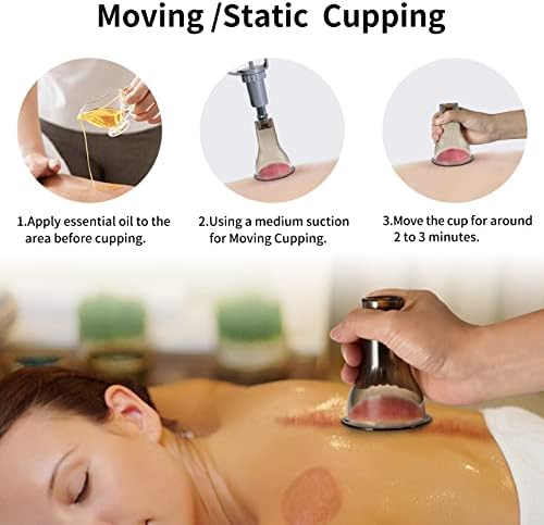 Cupping Set - Cupping Kit for Massage Therapy w/ 12 Cupping Therapy Set for Pain Relief Physical Therapy Body Vacuum Massage Cups with Pump