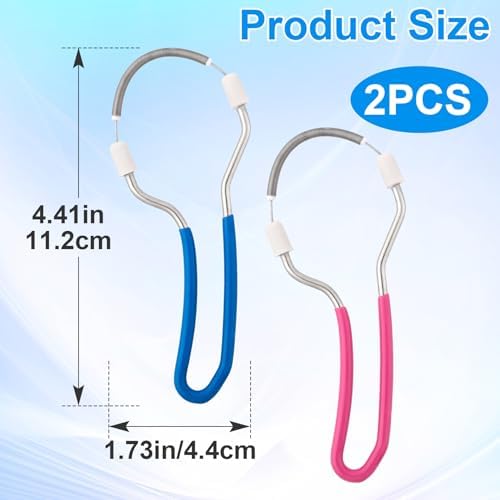 2PCS Spring Facial Hair Remover, Manual Face Epilator with Handle, Portable Facial Threading Hair Remover, Mild Fair Removal Tool for Women Men - Blue, Pink
