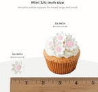 36 Count Edible Daisy Cake Decorations, Mini Edible Flowers, White & Pink Sugar Flowers, Daisy Cupcake Toppers for Cakes & Cupcakes, Edible Cake Decorations, Global Sugar Art (3/4 Inch)