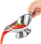 ZOOFOX Set of 2 Gravy Boat, 8 oz Stainless Steel Sauce Boat with Easy-Pour Spout and Handle, Sauce Serving Dish for Salad Dressings, Creamer, Broth, Black Pepper