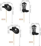 24 PCS Cowboy Cupcake Toppers Glitter Cowboy Hats Boots Cupcake Picks Cowboy Party Cupcake Decorations for Western Theme Baby Shower Boys Birthday Party Cake Decorations Supplies Black