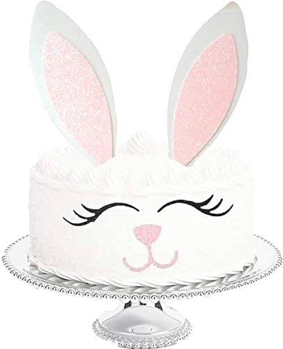 2 Pack Easter Bunny Cake Topper Party Cake Decoration,Easter Theme Rabbit Bunny Ears Cake Topper for Birthday Party, Wedding, Baby Shower, Spring Eater Party