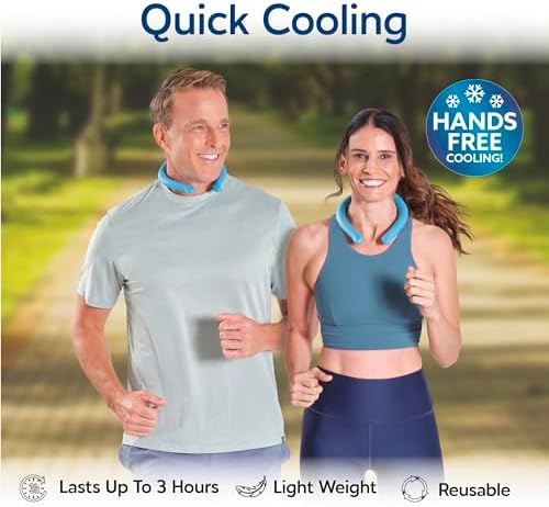Arctic Air Neck Chill, Neck Cooling Tube, Hands Free Cooling, Quick Freeze Gel, Wearable Body Coolers for Hot Weather, Reusable, Adjustable Fit, 3 Pack