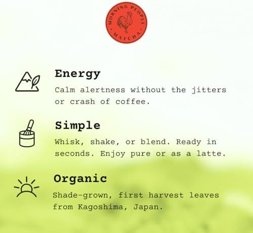 Morning People Matcha 3 Pack – Organic Ceremonial Grade Matcha Green Tea Powder, First Harvest Shade-Grown Leaves, Stone-Milled in Japan, 3x30g Tin (3x15 Servings)