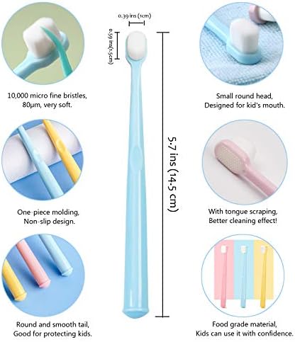 EasyHonor Baby & Toddler Extra Soft Toothbrush for Age 4-12 Years Old, with 10000 Soft Floss Bristle for Baby Gum Care. (6Pcs)