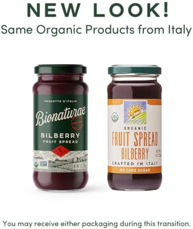 Bionaturae Organic Bilberry Fruit Spread - Jelly Organic, Non-GMO, USDA Certified, No Sugar Added, No Preservatives, Organic Fruit Jam, Jam Organic, Made in Italy - 9 Oz