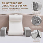 Reading Pillow for Sitting in Bed Adult, Back Pillow for Bed Sitting up with Arms, Pockets and Cup holder, Sit Up Backrest Pillows for Beds Chair Support, Rest Pillow for Gaming (Light gray, 5PCS)