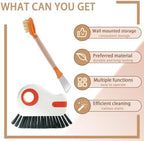 Groove Cleaning Brushes 2 in 1 Window Track Cleaner Cleaning Tools, Multifunction Hard Bristle Grout Crevice Cleaning Brush with Scraper for Kitchen Stove Sink, Sliding Door Track, Window Sill, 2PCS