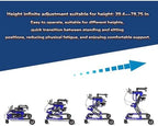 Adjustable Medical Walker with Stand-Up Support, Walking Frame, Adult Walker, Lower Limb Training, Home Rehabilitation Equipment, Multi-Function Mobility Aid with 4 Wheels (Blue)