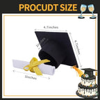 2 Pieces Graduation Cap Cake Topper With Diploma Class of 2026 Graduation Cake Decoration Kit Party Supplies (Black)