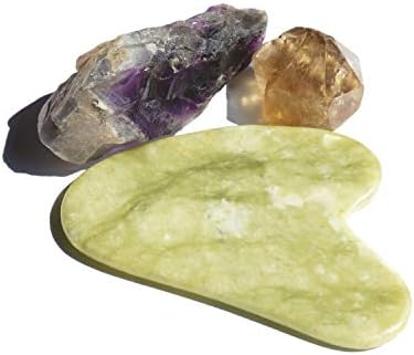Guasha Scraping Massage Tool – Jade Gua Sha Board - Traditional Scraper Tool for Anti-Aging - Natural Stone Aventurine Guasha - for Silky Smooth and Beautiful Skin - By Sandine