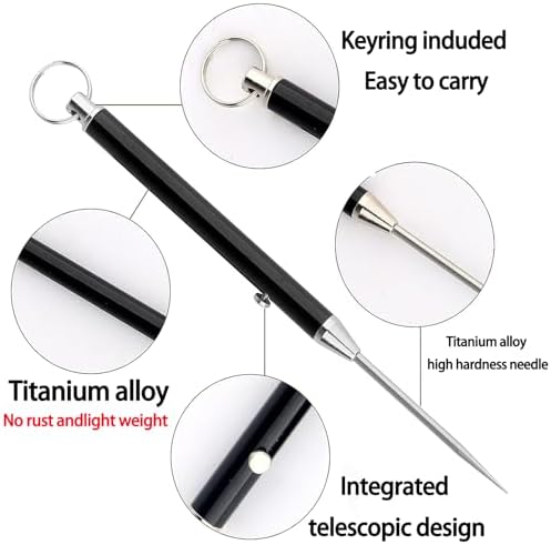 Portable Titanium Toothpicks,Pocket Metal Toothpick Reusable with Stainless Steel Toothpick Holder Keychain Telescopic Toothpick Holders(3 Pieces)