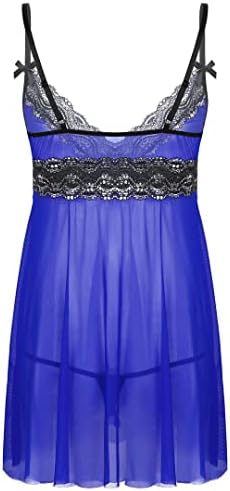Zadaos Mens Sheer Lace Mesh Lingerie Nightwear Adjustable Spaghetti Straps Lace Trim Chemise Sleepwear