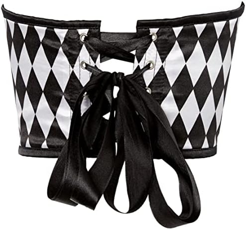 Daisy corsets Women's Lavish Black & White Diamond Satin Open Cup Waist Cincher