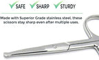 Rounded Stainless Steel Small Facial Hair Scissors, 3.7 Inches - Rounded Tip Scissors for Nose Hair, Mustache, Beard, Eyebrows, Eyelashes & Baby Nails