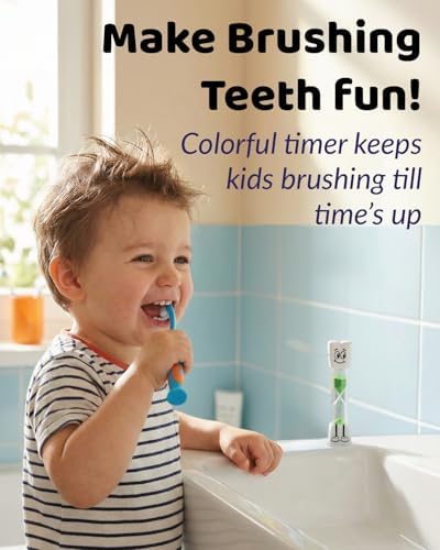 Toothbrush Timer for Kids - 2 Minute Sand Timer for Brushing Teeth - Tooth Brush Time Sand Clock - Two Minute Hour Glass - Enjoy Easy Nighttime Routines - Multi-Color Smily Face for Kids
