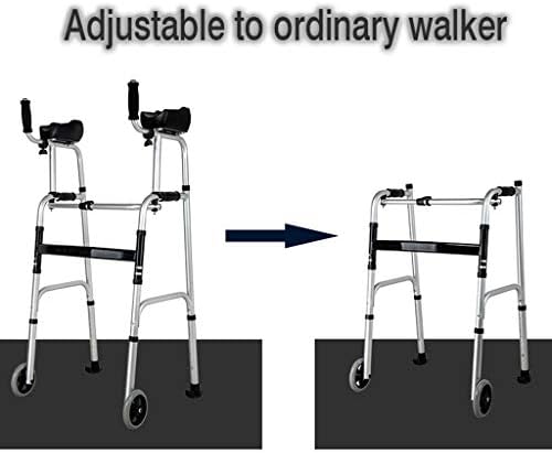 Walking Frame with Armrest Support Pad Adjustable Height Folding Lightweight Aluminium Walker Lower Limb Rehabilitation Training (B
