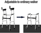 Walking Frame with Armrest Support Pad Adjustable Height Folding Lightweight Aluminium Walker Lower Limb Rehabilitation Training (B