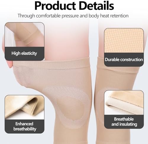 Knee Compression Sleeve,Brace for Women Men Sleeves Wrap Compress Elastic Support,for Arthritis Relief Pain,ACL,MCL,Aching Knees,Patellar Tendonitis,Injury Recovery,Daily Wear (Skin Tone, Medium)