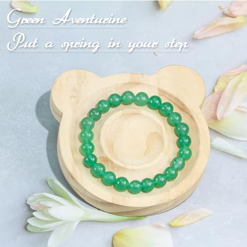 Clearain Natural Gemstones Bracelet 8mm Chakra Round Beads Energy Power Crystal Reiki Healing Elastic Stretch 7 Inch for Women Men Unisex