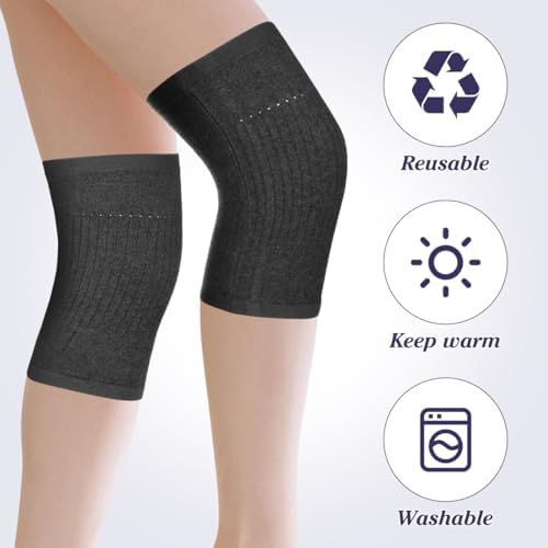 Healifty Wool Brace Pad Warm Cashmere Kneepad Thermal Leg Sleeve Non-slip Kneecap Kneelet For Women Men (Dark Grey)
