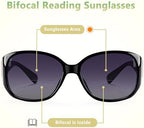 EYEGUARD 2 Pack Bifocal Reading Sunglasses for Women Oversized Sun Readers UV400 Protection Outdoor Reading Glasses