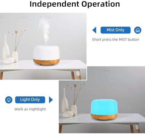 Aromatherapy Essential Oil Home Diffuser with Remote Control, 300ML Large Room Cool Mist Air Humidifier, 8 Hours Quiet Operation, Timer, 7 Colors LED Night Night，Suitable Home,Yoga.