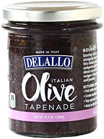 DeLallo Black Olive Tapenade in Oil, 6.7 Ounce Jar, Olive Spread Condiment for Snacking, Made with Premium Extra Virgin Olive OIl