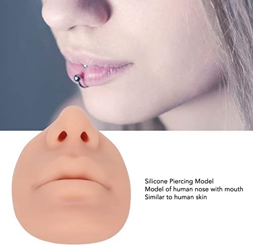 Silicone Nose Model, Soft Silicone Lip Piercing Model, Practice Skin, Realistic Fake Nose, Piercing Face Model for Jewelry Display & Makeup Tattooing & Piercing Practice Body
