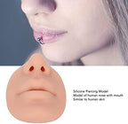 Silicone Nose Model, Soft Silicone Lip Piercing Model, Practice Skin, Realistic Fake Nose, Piercing Face Model for Jewelry Display & Makeup Tattooing & Piercing Practice Body