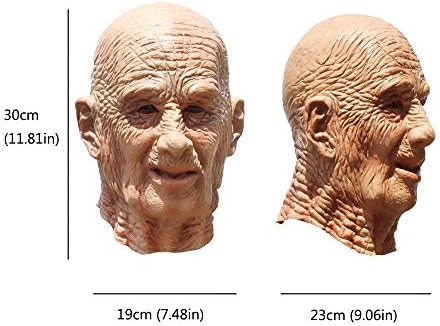 PartyHop - Old Man Mask - Realistic Halloween Latex Human Wrinkle Face Mask