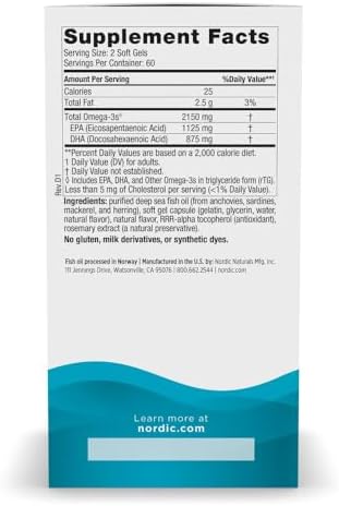 Nordic Naturals Ultimate Omega 2X, Lemon Flavor - 120 Soft Gels - 2150 mg Omega-3 - High-Potency Fish Oil with EPA & DHA - Promotes Brain & Heart Health - Non-GMO - 60 Servings