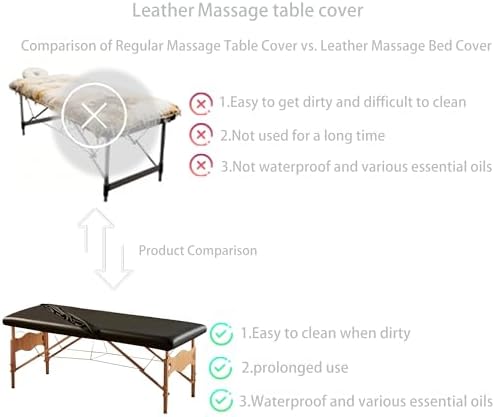 Massage Table Cover, Waterproof PU Leather Massage Bed Protector, Oil-Proof Vinyl Fitted Sheet for Spa, Lash & Tattoo Tables, Elastic Fit (28"-31" W x 72"-84" L) Black
