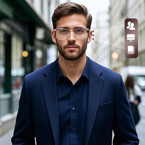 OPTOFENDY Progressive Multifocal Reading Glasses for Women Men Square Blue Light Blocking Classic Half Frame Computer Readers