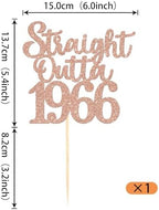 1 Pack 60th Birthday Cake Topper Glitter Straight Outta 1966 Sixty Awesome Since 1966 Cake Pick 60 Fabulous Cake Decorations for 60th Birthday Wedding Anniversary Party Supplies Rosegold