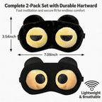2PCS Sleep Mask for Women Men, Eye Masks for Sleep, Funny Black Eye Covers with Adjustable Elastic Strap for Travel, Night Blindfold for Men Women Sleeping(Half Closed Eyes)