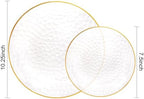 Rubtlamp 60Pcs Clear Plastic Plates,Clear Disposable Plates With Gold Rim,Heavy-duty Gold Plates,Hammered Party Plates Include 30Clear Dessert-Platos,30Dinner-Platos for Wedding, Party