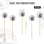 JOERSH 24pcs Disco Ball Cupcake Toppers - 1970s Disco Ball Picks Disco Theme Cake Decorations for Disco Theme Party 70s Disco Party Favor (Silver)