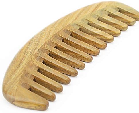 Onedor Handmade 100% Natural Green Sandalwood Hair Combs - Anti-Static Sandalwood Scent Natural Hair Detangler Wooden Comb (Oval Wide Tooth)