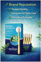 Pure Bamboo Toothbrushes (10 Pack) – Soft BPA-Free Bristles, Eco-Friendly Biodegradable Wooden Handle, Vegan & Plastic-Free Toothbrush for Adults & Kids, Sustainable Oral Care