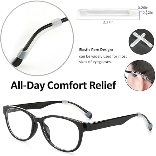 PTSLKHN Silicone Eyeglass Temple Tips Sleeve Retainer, 5Pairs of Anti-Slip Elastic Comfort Glasses Retainers