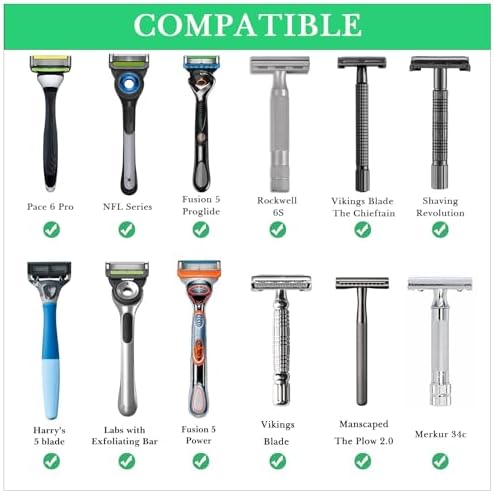Linkidea Stainless Steel Razor Stand, Shaving Holder Weighted Acrylic Base, Compatible with Gillette ProGlide Power, Merkur 23C, Schick Hydro Sensitive (Silver)
