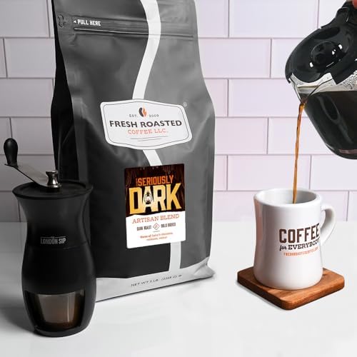 Fresh Roasted Coffee,Seriously Dark Artisan Blend,5 lb Dark Roast, Kosher, Whole Bean