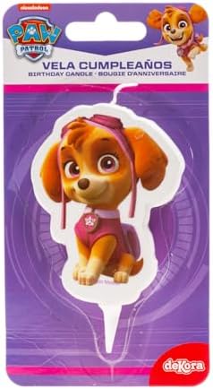 Dekora - 2D Skye Paw Patrol Candle, Pink, 8 x 8 x 12 cm, 346171