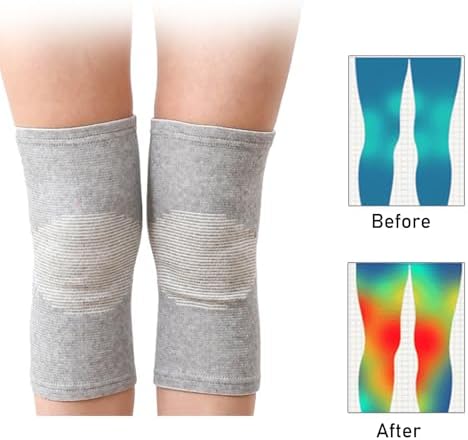 Bamboo Charcoal Knee Sleeve - Bamboo Knee Brace Bamboo Compression Knee Sleeve -Elastic Warm Knee Brace Bmboo Knee Sleeve for Arthritis (Gray, Medium)