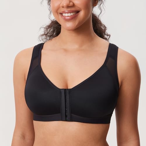 DELIMIRA Women's Front Closure Posture Wireless Back Support Full Coverage Bra