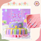 Mimorou in My Birthday Era Cake Banner Topper Decoration Pink Purple Happy Birthday Cake Topper Garland for Singer Music Fans Lover Friendship Bracelets Party Supplies(Pink Purple,3D Beads)