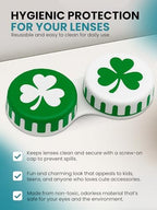SPORTS WORLD VISION Seasonal Fun Contact Lens Cases Irish Cute Screw Top Travel Storage Contact Lens Box L/R Eyes Holder Container, Outdoor Mini Contact Lens Storage case, 3 Cases in Same Style